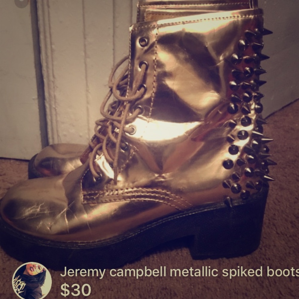 Jeffrey Campbell metallic spiked boots